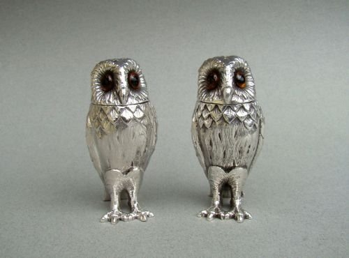 Silver Owl Cruet Set by Comyns